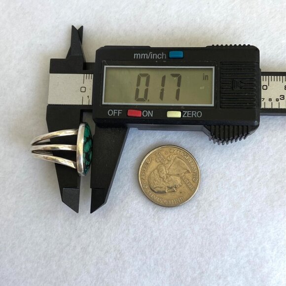 VTG Sterling Silver Southwest Style Oval Bezel Set Turquoise Triple Shank Ring - Picture 15 of 16